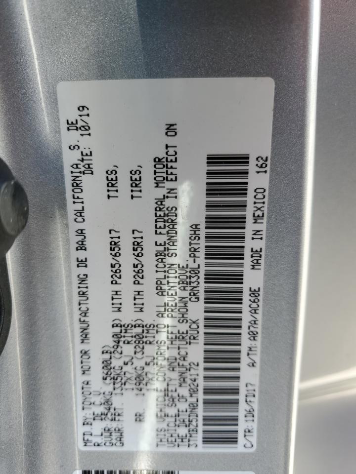 2020 Toyota Tacoma VIN 3TMBZ5DN0LM024172 Copart auction photo, front end / side damage thumbnail 14