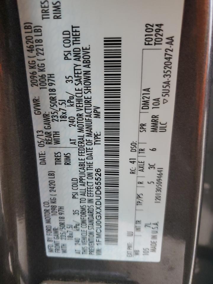 2013 Ford Escape VIN 1FMCU0GXXDUD65526 Copart auction photo, side damage thumbnail 13
