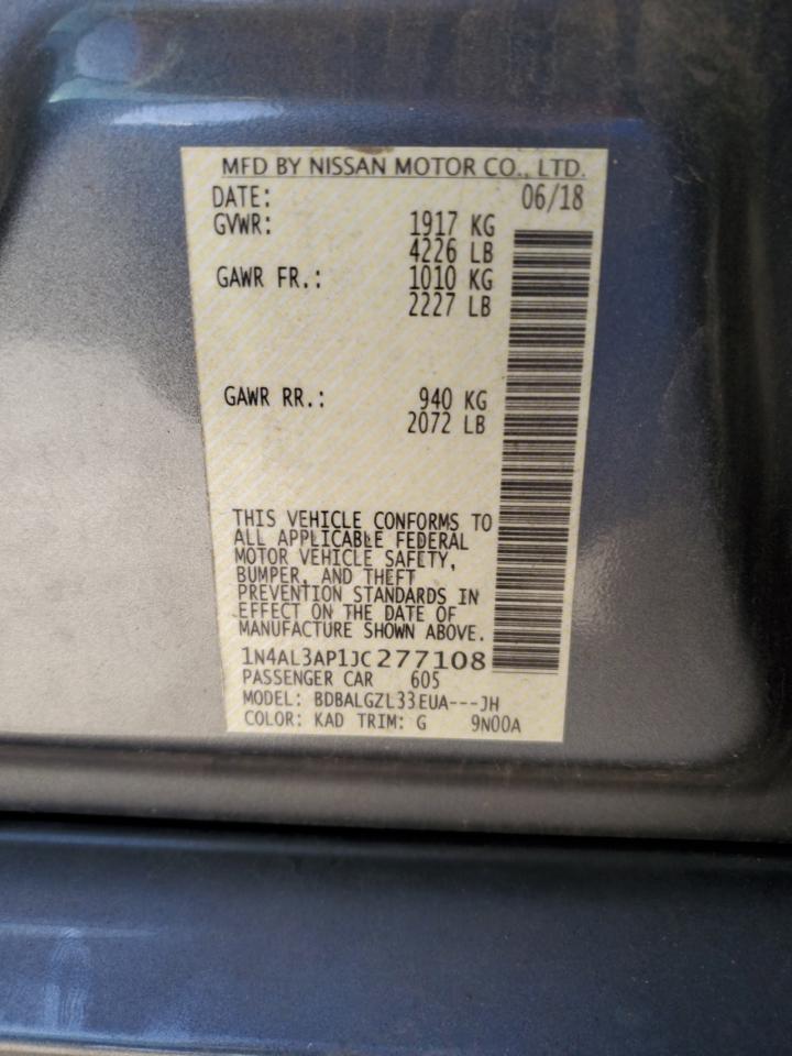 2018 Nissan Altima VIN 1N4AL3AP1JC277108 Copart auction photo, front end damage thumbnail 14