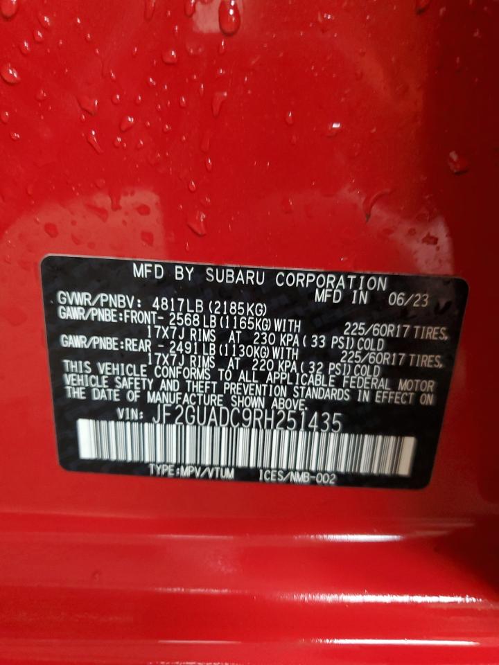 2024 Subaru XV VIN JF2GUADC9RH251435 Copart auction photo, front end / minor dent/scratches damage thumbnail 14