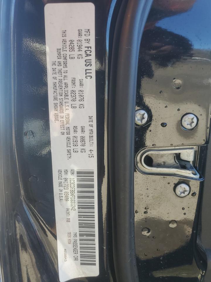 2015 Dodge Dart VIN 1C3CDFBBXFD331242 Copart auction photo, front end / minor dent/scratches damage thumbnail 13