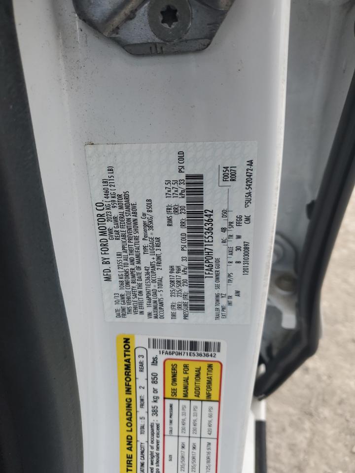 2014 Ford Fusion VIN 1FA6P0H71E5363642 Copart auction photo, front end / mechanical damage thumbnail 14