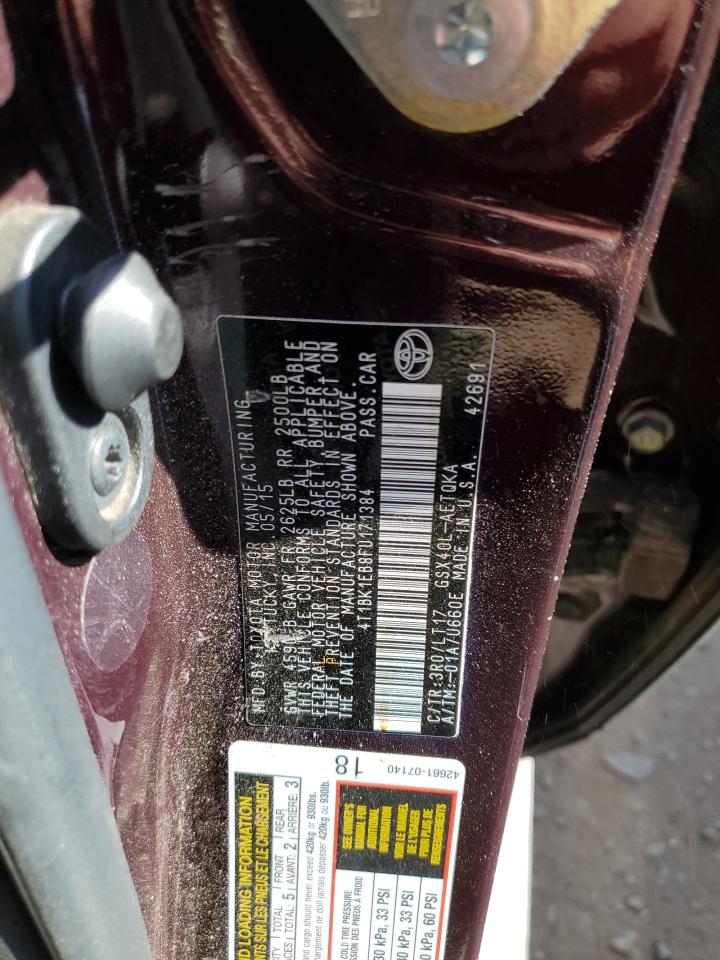 2015 Toyota Avalon VIN 4T1BK1EB8FU171384 Copart auction photo, front end damage thumbnail 13
