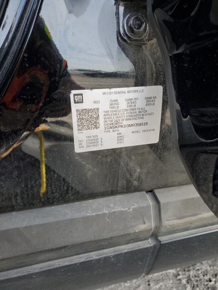 2021 Chevrolet Tahoe VIN 1GNSKPKD3MR358519 Copart auction photo, front end damage thumbnail 14