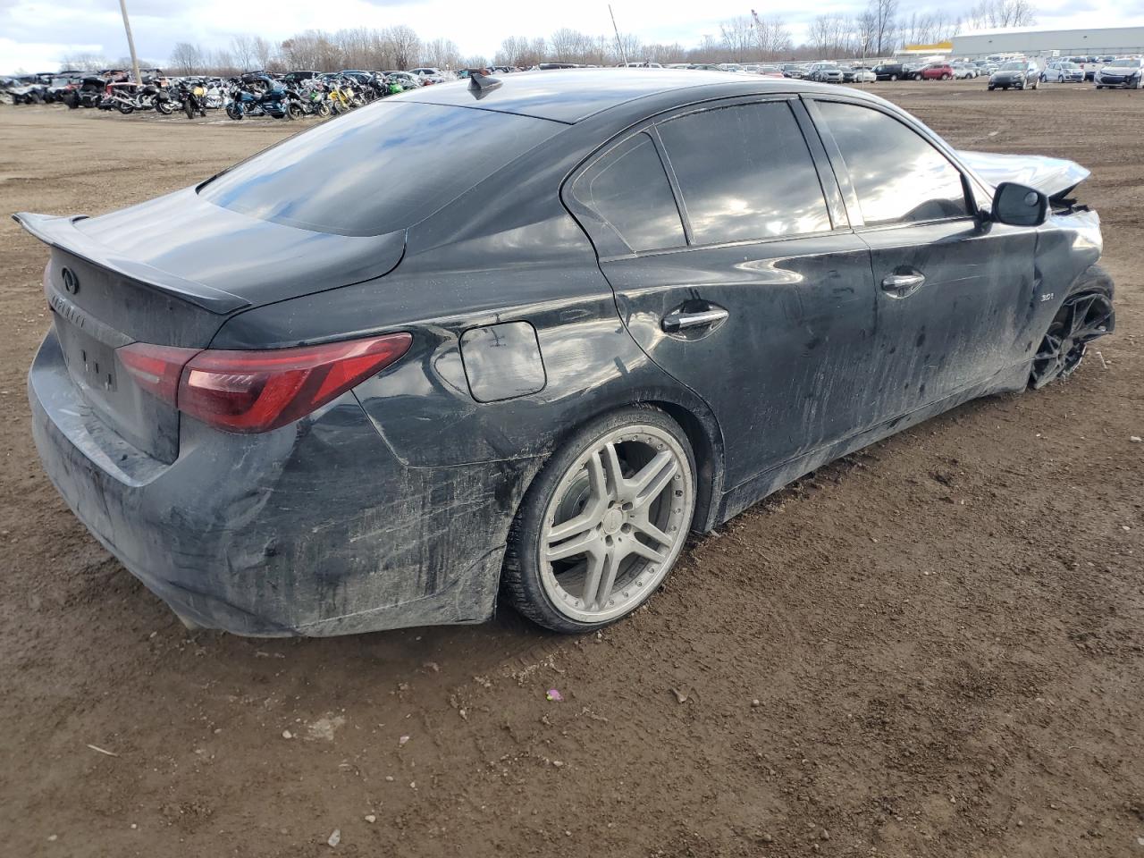 2018 Infiniti Q50 VIN JN1EV7AR4JM445173 Copart auction photo, front end / side damage thumbnail 3