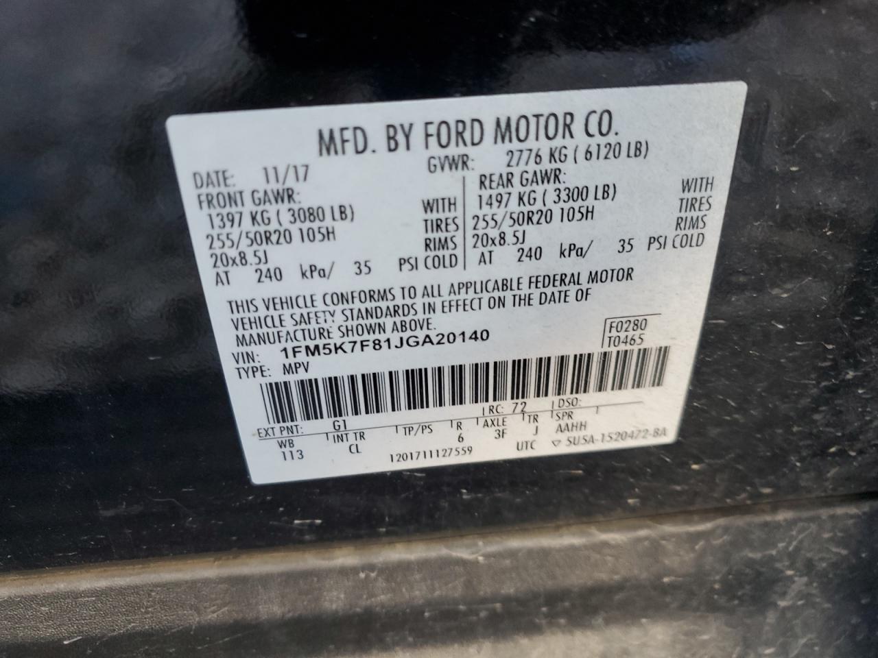 2018 Ford Explorer VIN 1FM5K7F81JGA20140 Copart auction photo, undercarriage damage thumbnail 13