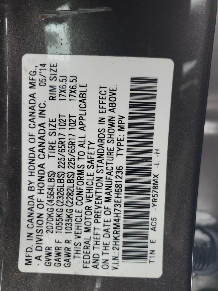 2014 Honda CR-V VIN 2HKRM4H73EH681236 Copart auction photo, front end / side damage thumbnail 13
