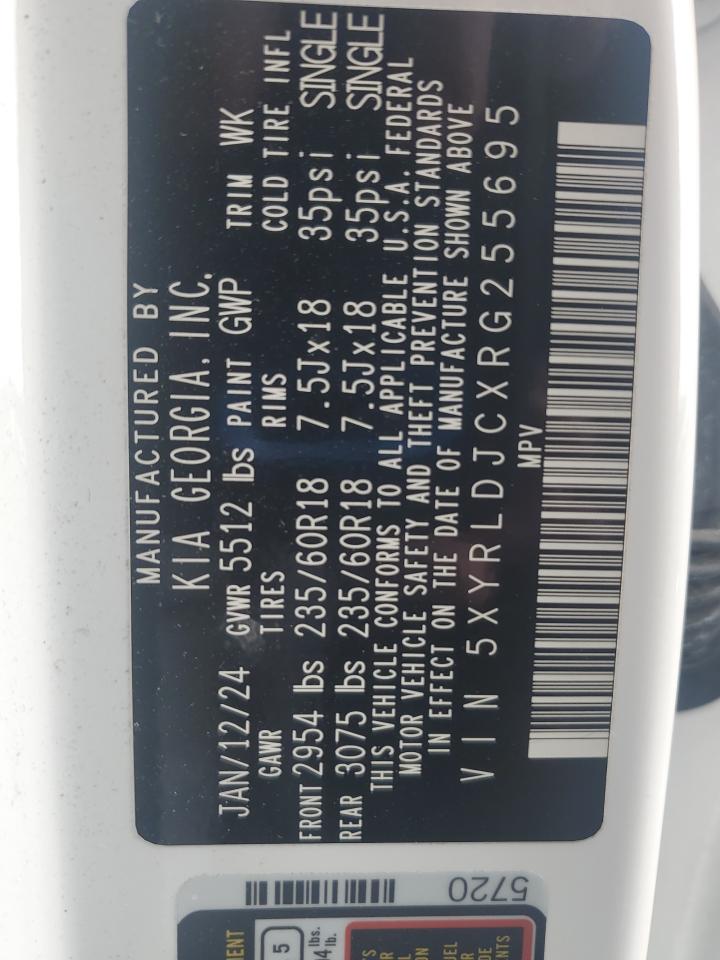 2024 KIA Sorento VIN 5XYRLDJCXRG255695 Copart auction photo, front end damage thumbnail 14