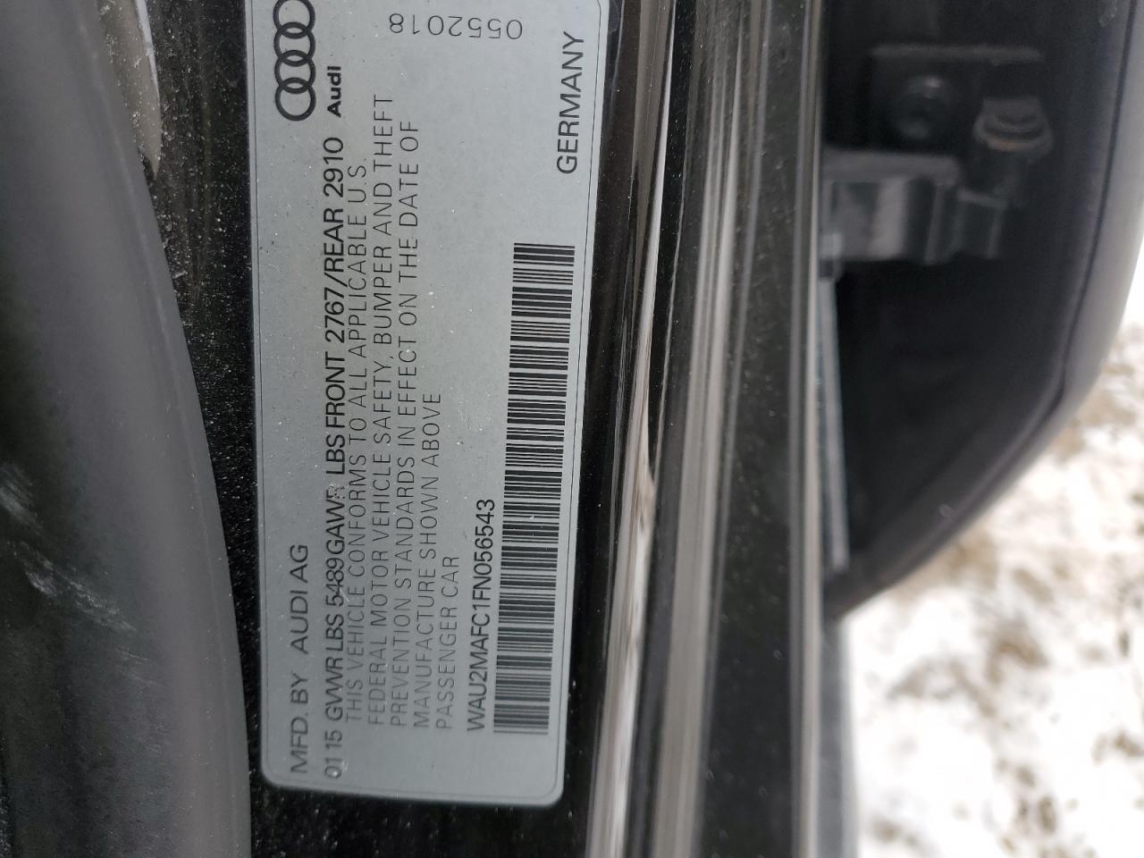 2015 Audi A7 VIN WAU2MAFC1FN056543 Copart auction photo, front end / mechanical damage thumbnail 12
