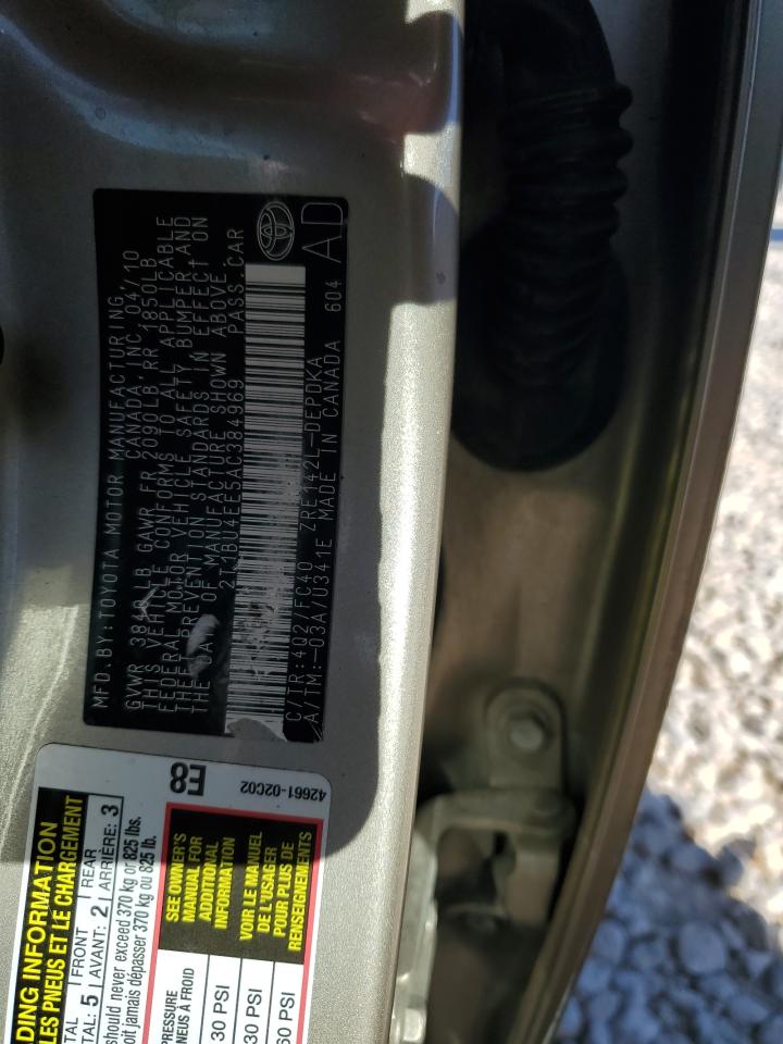 2010 Toyota Corolla VIN 2T1BU4EE5AC384969 Copart auction photo, front end / side damage thumbnail 14