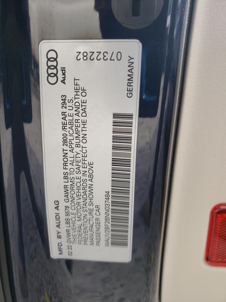 2022 Audi A7 VIN WAUV2BF26NN037484 Copart auction photo, front end / minor dent/scratches damage thumbnail 12