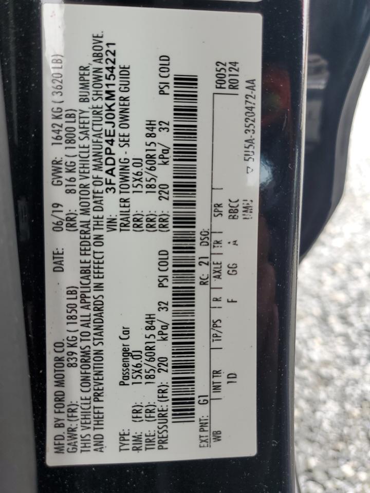 2019 Ford Fiesta VIN 3FADP4EJ0KM154221 Copart auction photo, rear end damage thumbnail 14