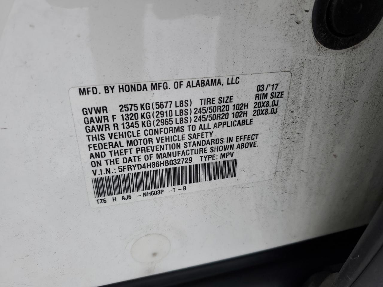 2017 Acura MDX VIN 5FRYD4H86HB032729 Copart auction photo, front end damage thumbnail 12