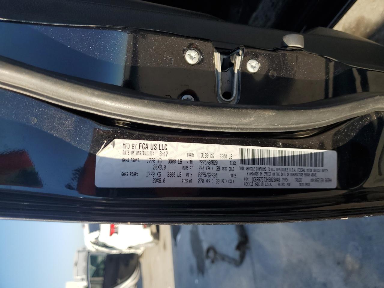 2017 RAM 1500 VIN 1C6RR7GT3HS823048 Copart auction photo, rear end damage thumbnail 12