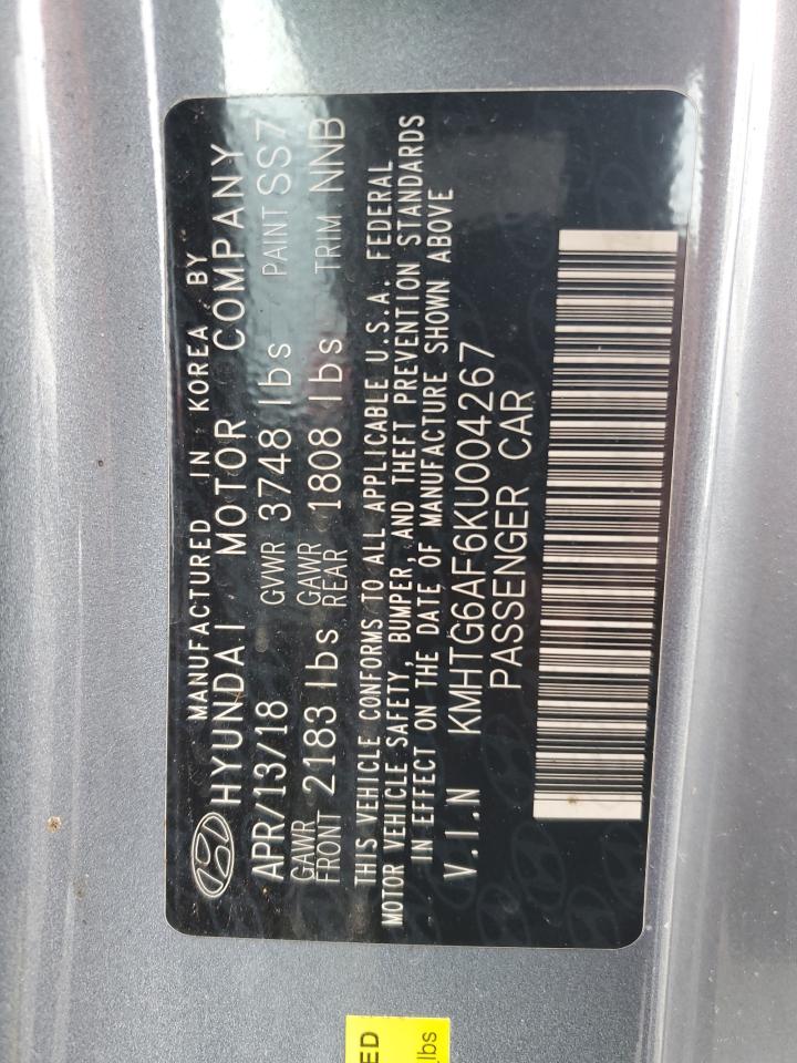2019 Hyundai Veloster VIN KMHTG6AF6KU004267 Copart auction photo, front end / side damage thumbnail 12