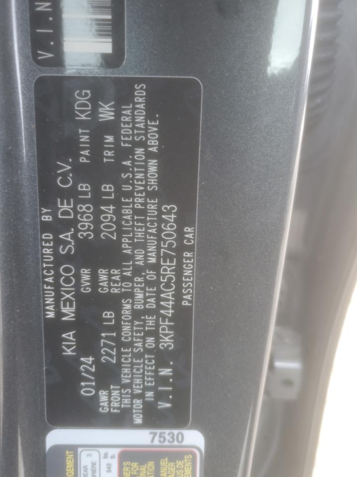 2024 KIA Forte VIN 3KPF44AC5RE750643 Copart auction photo, front end damage thumbnail 12