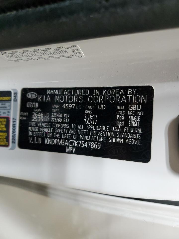 2019 KIA Sportage VIN KNDPM3AC7K7547869 Copart auction photo, side / rear end damage thumbnail 14