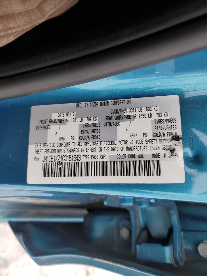 2012 Mazda 2 VIN JM1DE1KZ1C0151843 Copart auction photo, front end damage thumbnail 14