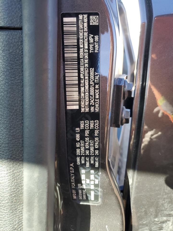 2018 Jeep Renegade VIN ZACCJBBB1JPG90602 Copart auction photo, front end / rear end damage thumbnail 12