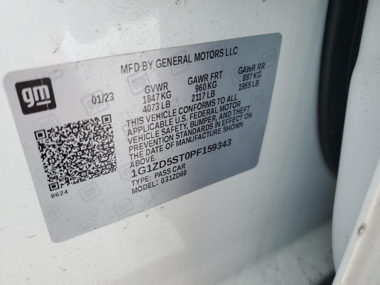 2023 Chevrolet Malibu VIN 1G1ZD5ST0PF159343 Copart auction photo, front end damage thumbnail 13