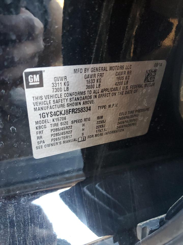 2015 Cadillac Escalade VIN 1GYS4CKJ8FR258334 Copart auction photo, front end damage thumbnail 13