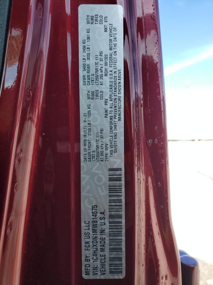 2021 Jeep Wrangler VIN 1C4HJXDN1MW814675 Copart auction photo, front end / minor dent/scratches damage thumbnail 13