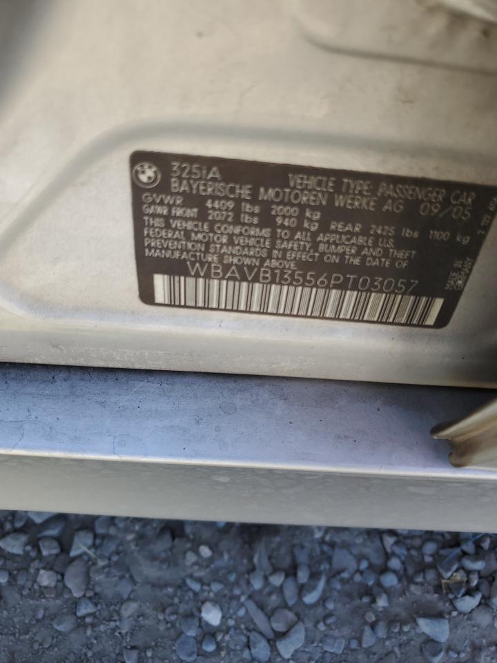 2006 BMW 3er VIN WBAVB13556PT03057 Copart auction photo, rear end damage thumbnail 14