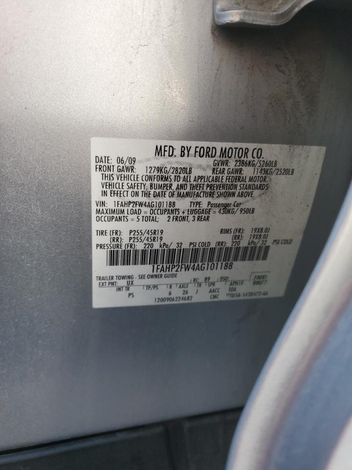 2010 Ford Taurus VIN 1FAHP2FW4AG101188 Copart auction photo, front end / mechanical damage thumbnail 12