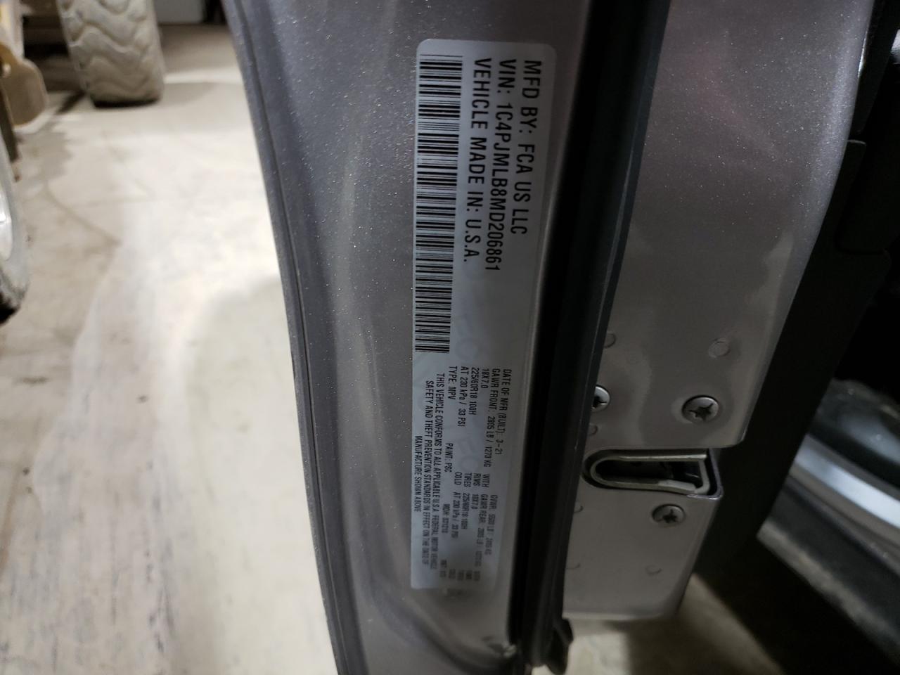 2021 Jeep Grand Cherokee VIN 1C4PJMLB8MD206861 Copart auction photo, front end damage thumbnail 14