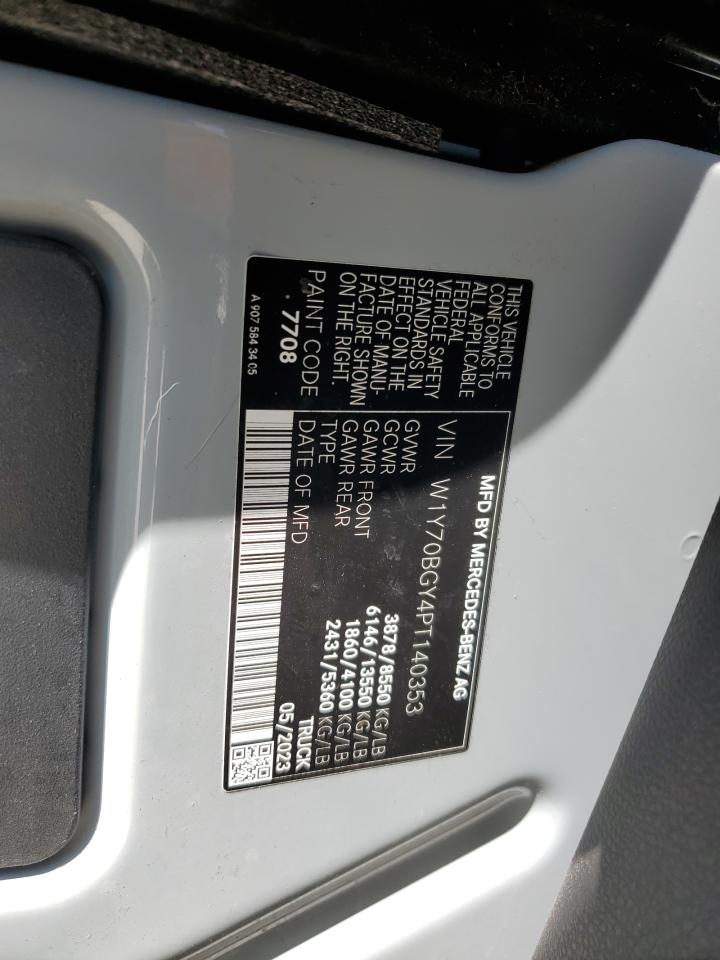 2023 Mercedes-Benz Sprinter VIN W1Y70BGY4PT140353 Copart auction photo, rear end damage thumbnail 13