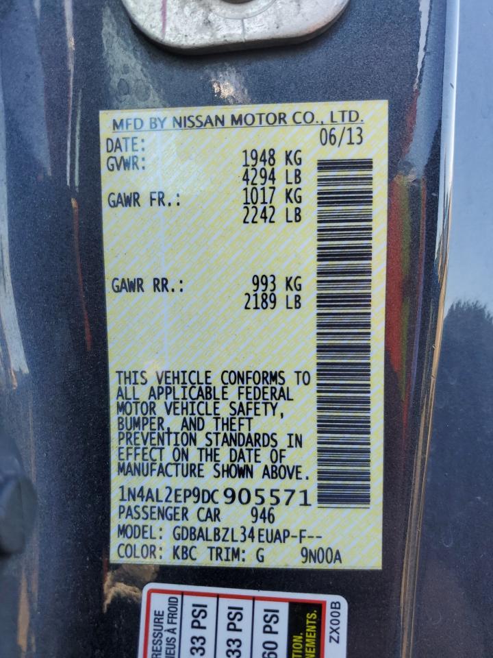 2013 Nissan Altima VIN 1N4AL2EP9DC905571 Copart auction photo, front end / rear end damage thumbnail 15