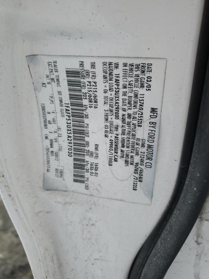 2005 Ford Taurus VIN 1FAFP53UX5A297030 Copart auction photo, front end damage thumbnail 14