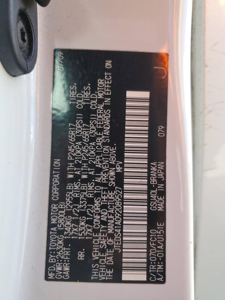 2009 Toyota Highlander VIN JTEDS41A092089527 Copart auction photo, front end damage thumbnail 15