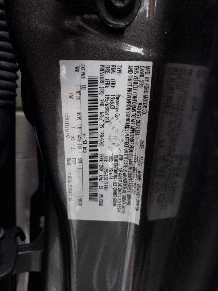 2012 Ford Focus VIN 1FAHP3E29CL301594 Copart auction photo, rear end damage thumbnail 12