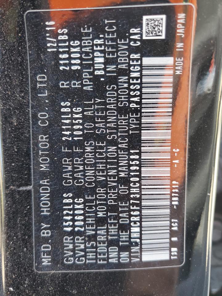 2017 Honda Accord VIN JHMCR6F73HC019581 Copart auction photo, side damage thumbnail 12