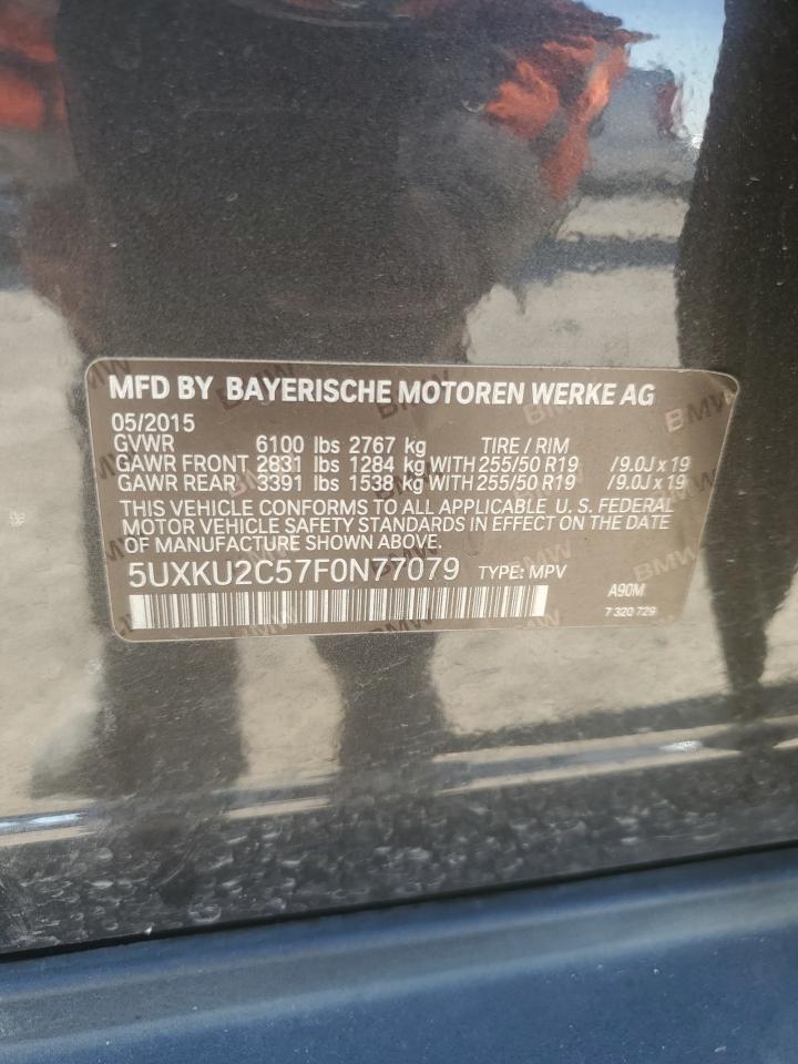 2015 BMW X6 VIN 5UXKU2C57F0N77079 Copart auction photo, all over damage thumbnail 15