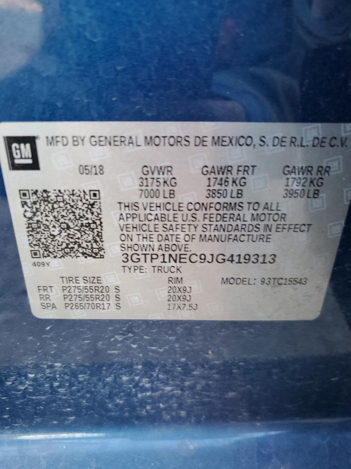 2018 GMC Sierra VIN 3GTP1NEC9JG419313 Copart auction photo, rear end / minor dent/scratches damage thumbnail 12