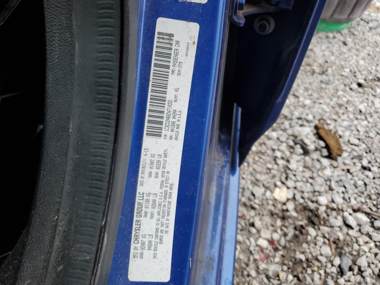 2013 Dodge Avenger VIN 1C3CDZAB6DN710331 Copart auction photo, front end / rear end damage thumbnail 13