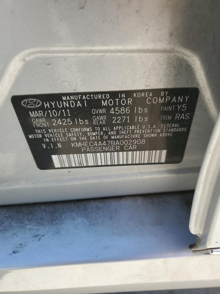 2011 Hyundai Sonata VIN KMHEC4A47BA002908 Copart auction photo, normal wear damage thumbnail 12