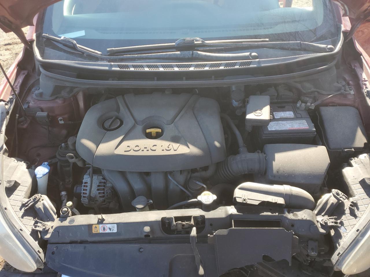 2013 Hyundai Elantra VIN 5NPDH4AE0DH284184 Copart auction photo, front end / front end damage thumbnail 12