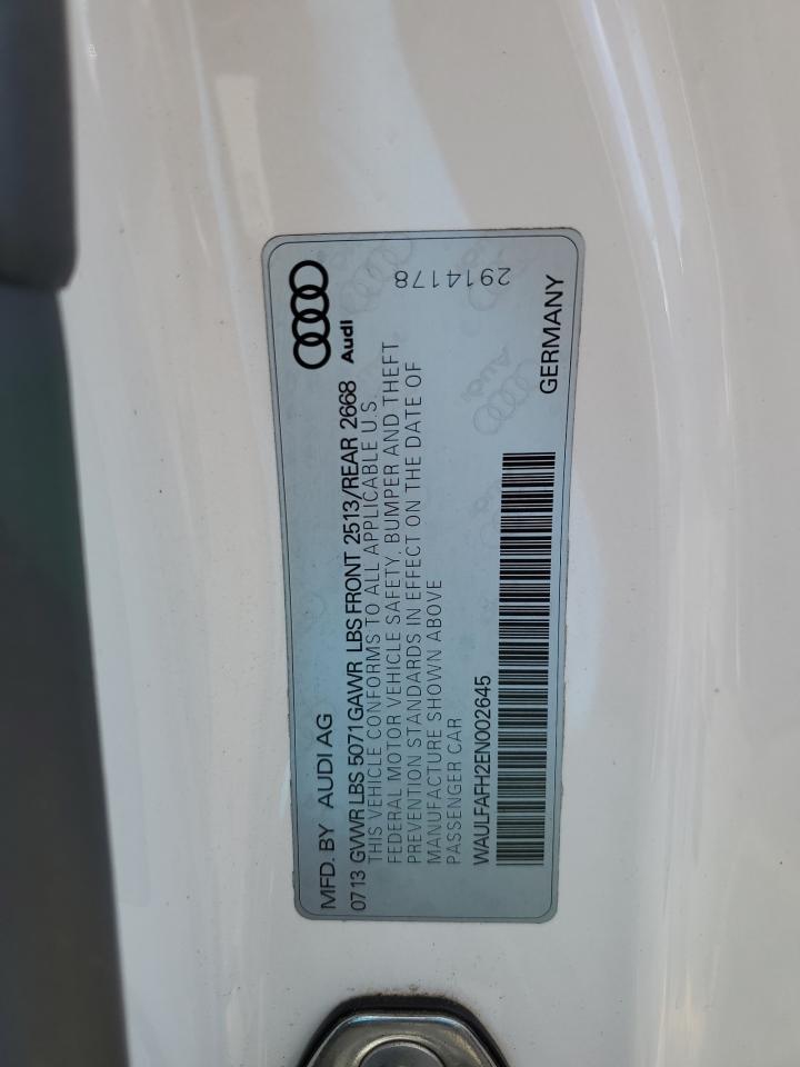 2014 Audi A5 VIN WAULFAFH2EN002645 Copart auction photo, vandalism damage thumbnail 12