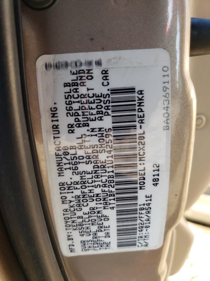 2001 Toyota Avalon VIN 4T1BF28B11U142596 Copart auction photo, front end damage thumbnail 12