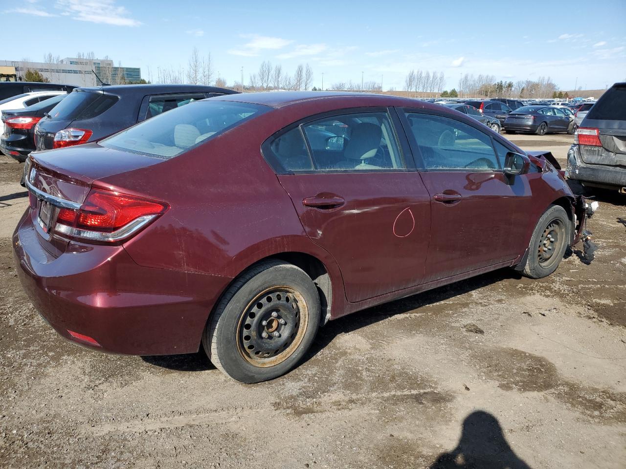 2015 Honda Civic VIN 2HGFB2F45FH035830 Copart auction photo, front end / side damage thumbnail 3