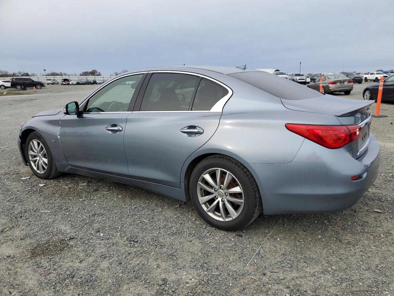 2015 Infiniti Q50 VIN JN1BV7AP9FM354294 Copart auction photo, front end / side damage thumbnail 2