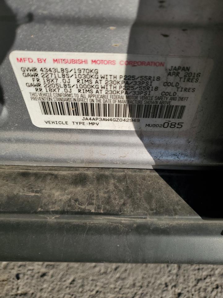 2016 Mitsubishi Outlander VIN JA4AP3AW4GZ042949 Copart auction photo, front end damage thumbnail 15