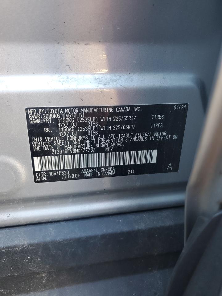 2021 Toyota RAV 4 VIN 2T3G1RFV8MC177787 Copart auction photo, front end damage thumbnail 13