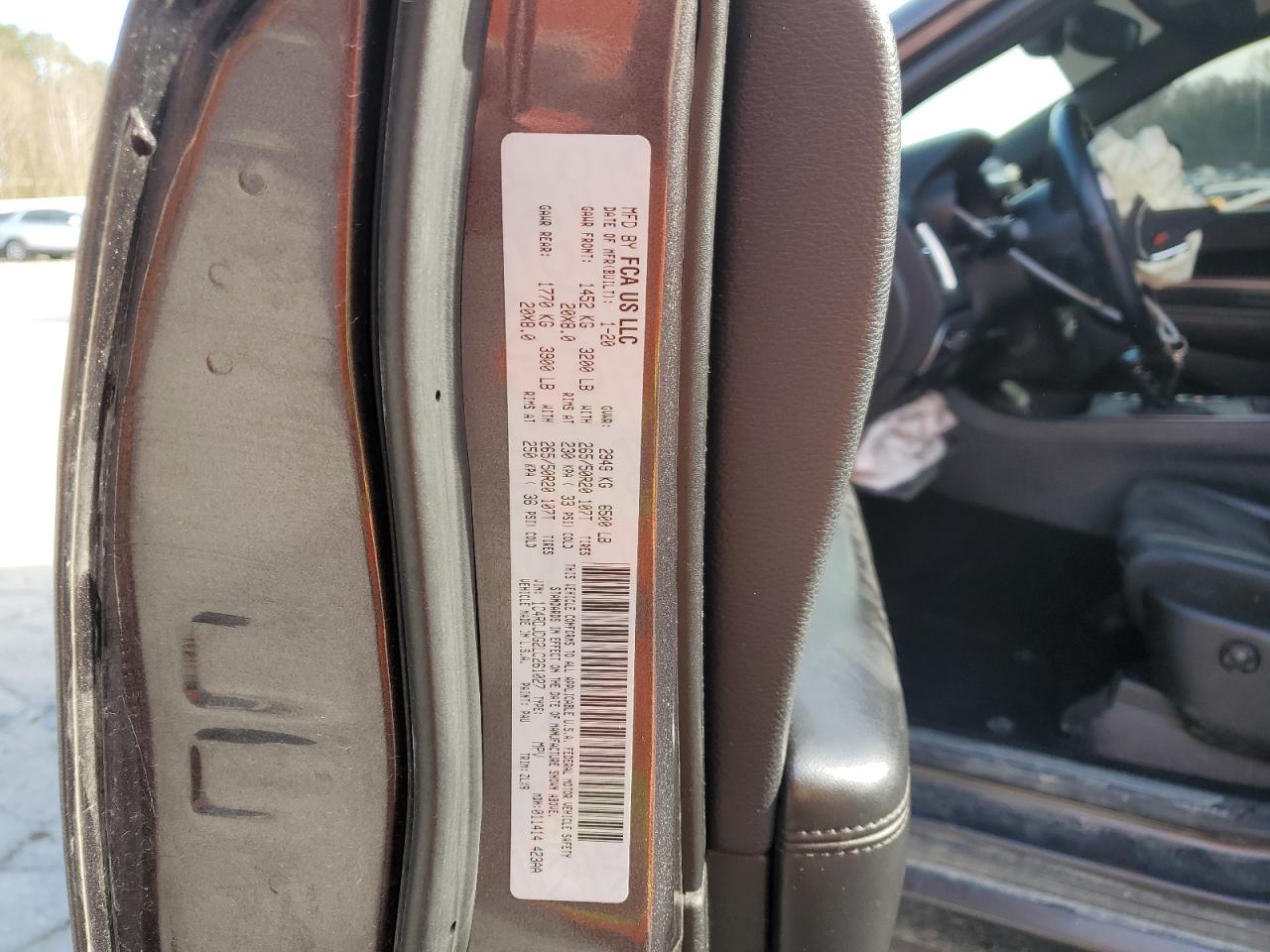 2020 Dodge Durango VIN 1C4RDJDG2LC261027 Copart auction photo, front end damage thumbnail 16