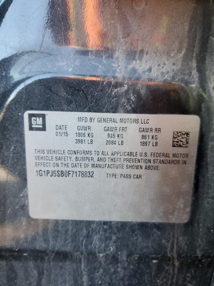 2015 Chevrolet Cruze VIN 1G1PJ5SB0F7178832 Copart auction photo, front end / minor dent/scratches damage thumbnail 12