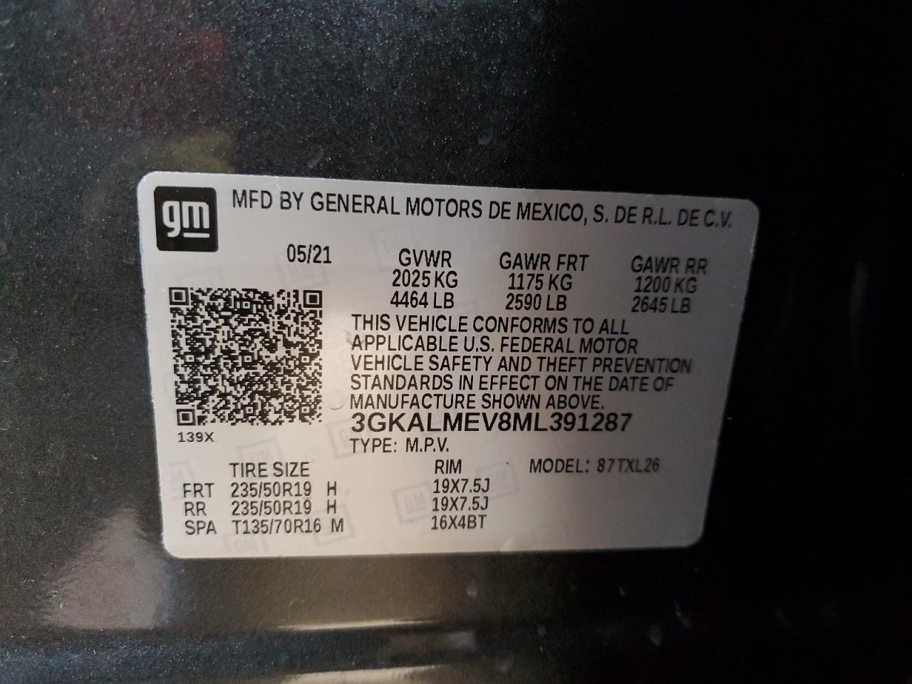 2021 GMC Terrain VIN 3GKALMEV8ML391287 Copart auction photo, front end / undercarriage damage thumbnail 13
