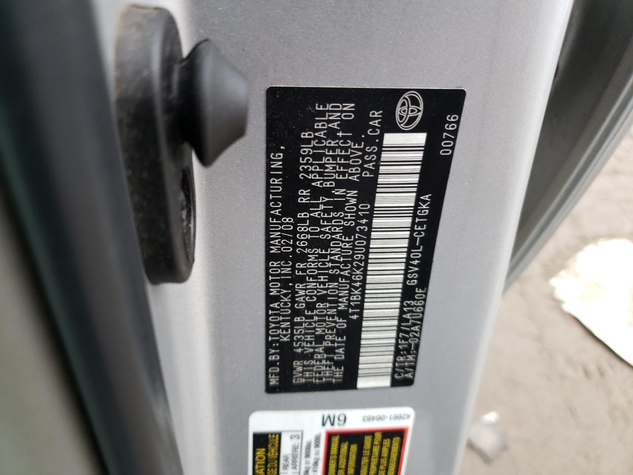 2009 Toyota Camry VIN 4T1BK46K29U073410 Copart auction photo, top/roof / minor dent/scratches damage thumbnail 12
